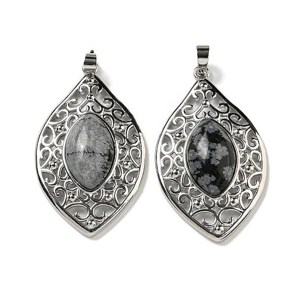 Natural Snowflake Obsidian Pendants