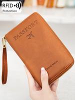 Summer Simple Plain Passport Cases, Gifts for Girlfriend, Multi-functional Zipper Travel Card Holder, RFID Blocking Card Hold...