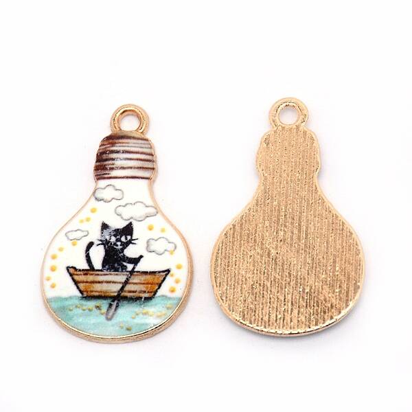 Japanese Style Print Alloy Enamel Pendants