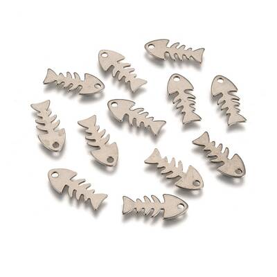 Tarnish Resistant Fishbone 201 Stainless Steel Pendants