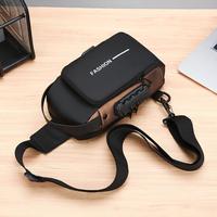 Men's Anti Theft Chest Bag with USB Charging Port Stylish Motorcycle Leisure Sports Crossbody Durable Oxford Fabric Adjustabl...