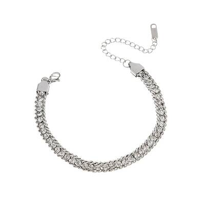Stainless Steel Rhinestone Cup Chain Bracelets for Woman
