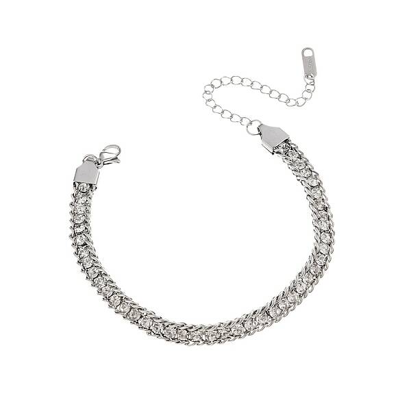 Stainless Steel Rhinestone Cup Chain Bracelets for Woman