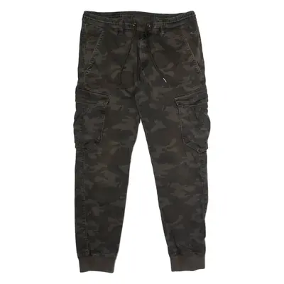 REELL Cuffed Camouflage Cargo Mens Trousers Green Regular Tapered W34 L28