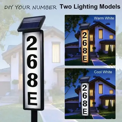 Two Modes Intelligent Solar Address Light, Doorplate with Automatic Nighttime Light Sensor for Family Address Identification