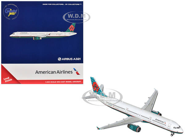 Airbus A321 Commercial Aircraft American Airlines - America West Heritage Jet (N580UW) White with Tail Graphics 1/400 Dieca...
