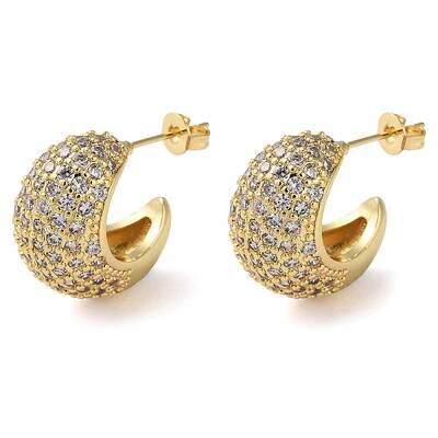 Rack Plating Brass Micro Pave Cubic Zirconia Stud Earrings