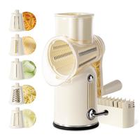 [Official] CAROTE 5 in 1 Rotary Cheese Grater with Hand Crank & Strong Suction Base,Cheese Shredder and Food Chopper with Con...