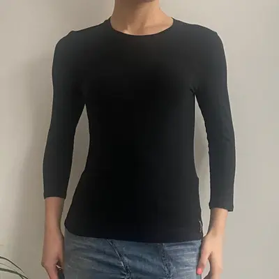 Armani Jeans Long Sleeve T-Shirt - Medium Black Viscose