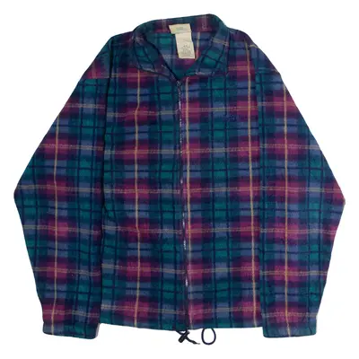 NORTHERN REFLECTIONS Mens Fleece Jacket Blue 90s Plaid M