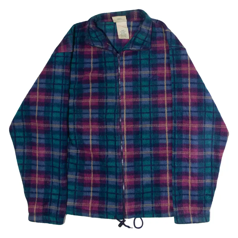 NORTHERN REFLECTIONS Mens Fleece Jacket Blue 90s Plaid M
