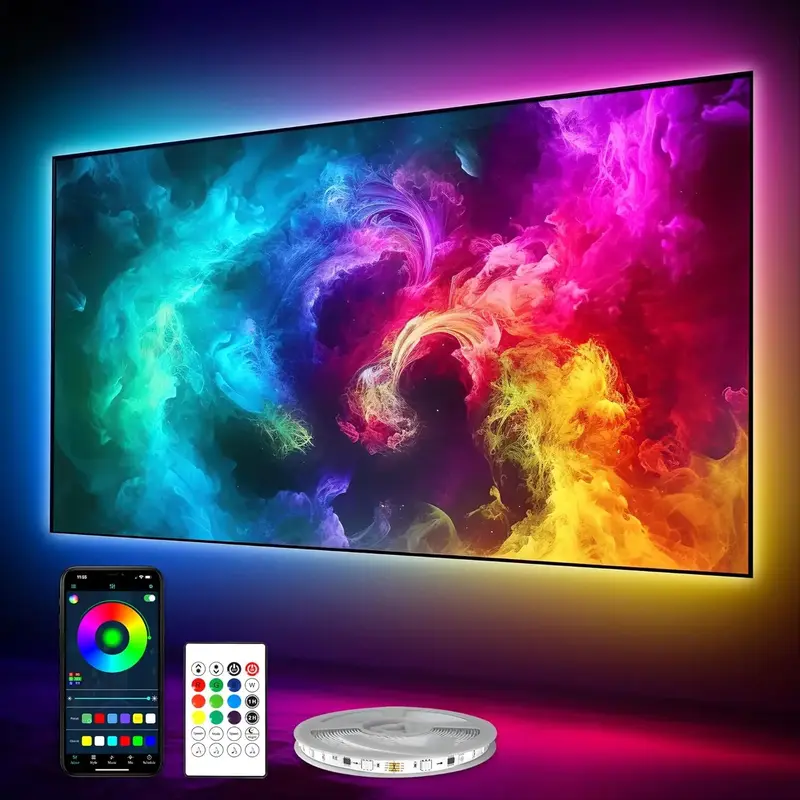 LED Lights for TV 70-85 Inch, 18FT ICRGB TV LED Backlight Kit Work with APP & Remote Control, Music Sync TV LED Lights, TV Li...