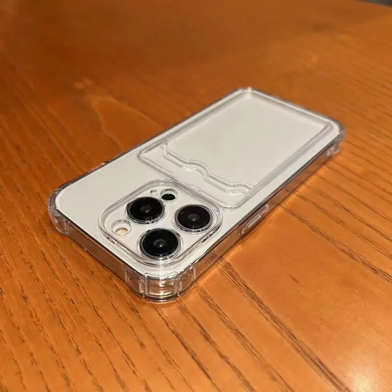 Transparent iPhone Case with Card Holder, Shakeproof Phone Cases for iPhone X 11 12 13 14 Pro Max, Smartphone Shockproof Prot...