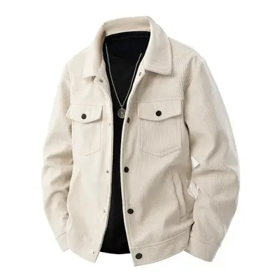 Men's Corduroy Jacket - Autumn/Winter Warm Collar Casual Coat, Multi functional Pocket and Snap Design, Machine Washable for ...