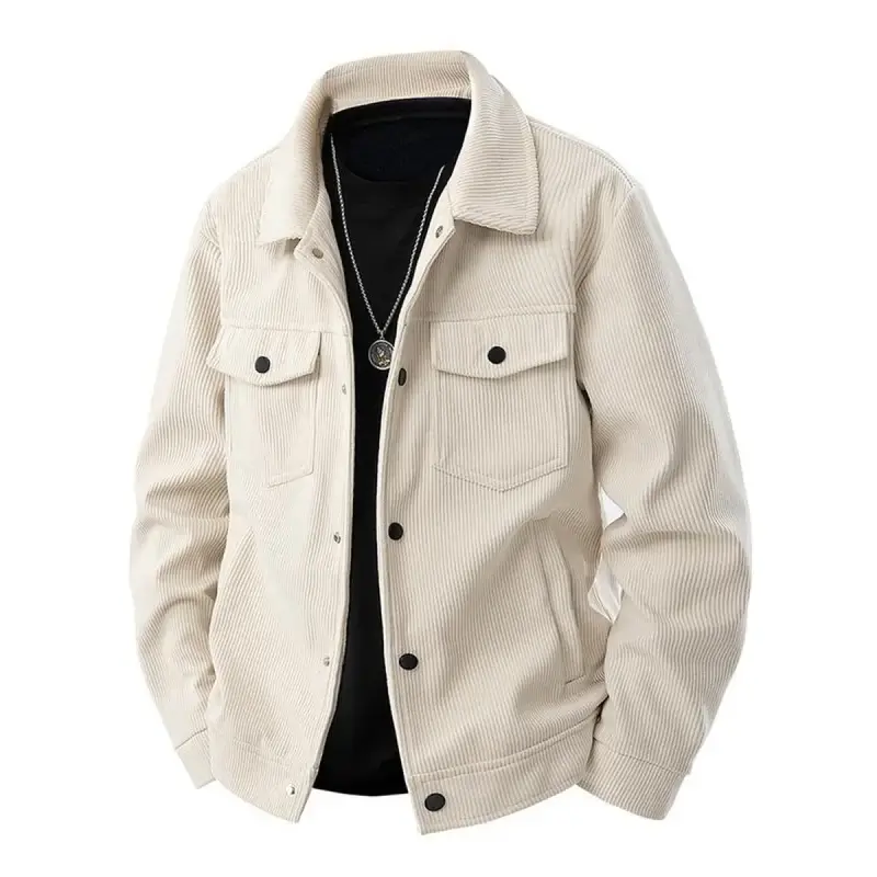 Men's Corduroy Jacket - Autumn/Winter Warm Collar Casual Coat, Multi functional Pocket and Snap Design, Machine Washable for ...