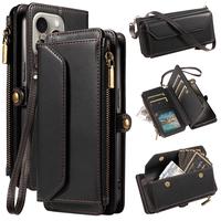 Zipper Wallet Design Phone Case with Card Holder, Multi-functional Protective Case with Long & Short Rope, Phone Accessories ...