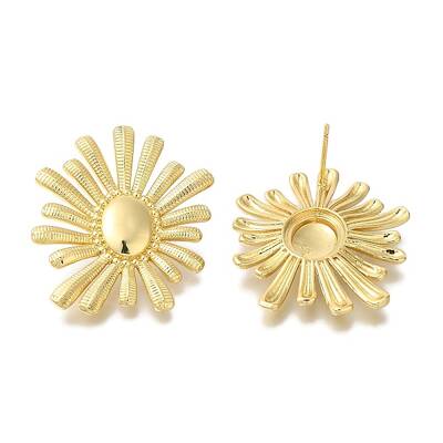 Rack Plating Flower Brass Stud Earrings