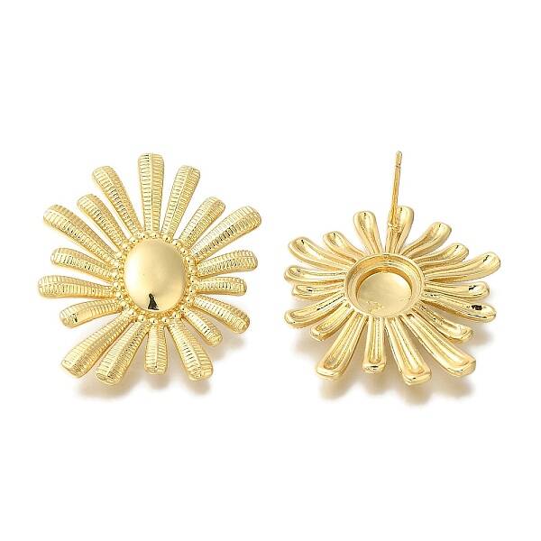 Rack Plating Flower Brass Stud Earrings