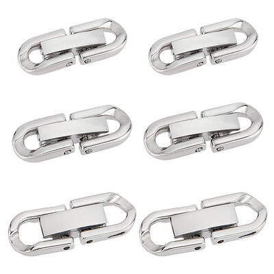 6Pcs 3 Styles 304 Stainless Steel Fold Over Clasps