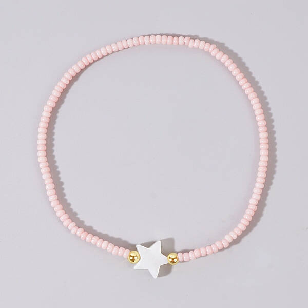 Glass Seed Bead & Shell Star Beaded Bracelet for Women