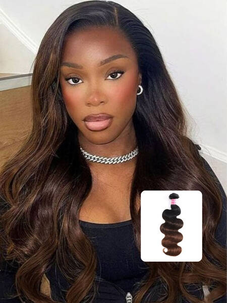 Nadula Chestnut Brown Black Roots Color Body Wave Quality Virgin Human Hair Weave