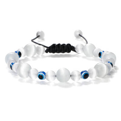 Round Cat Eye Braided Beaded Bracelets