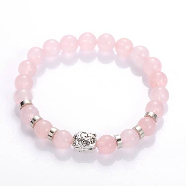 Buddha Head Gemstone Beaded Stretch Bracelets