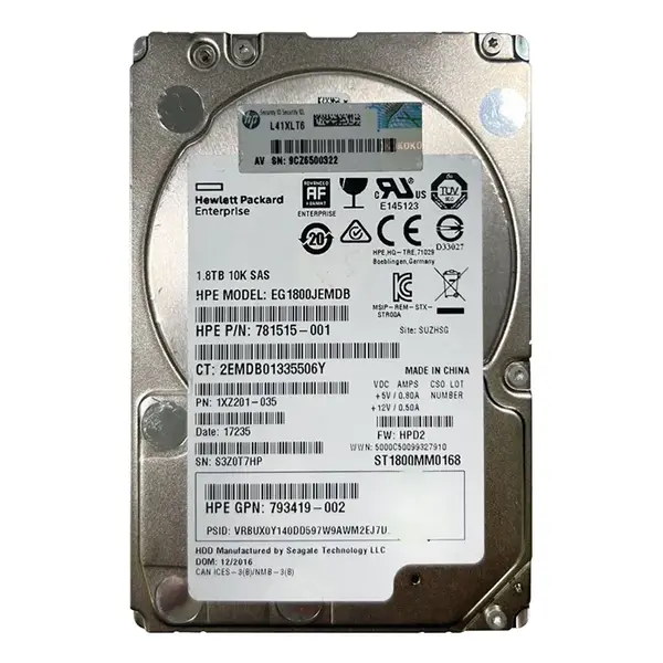 781515-001 HP 1.8TB 12Gb/s SAS 10000 2.5-inch Hard Drive