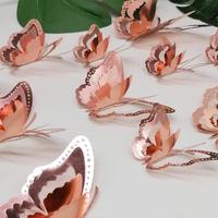 3D Hollow Out Butterfly Shaped Sticker, 12pcs/set Romantic Artificial Butterfly Paper Wall Sticker, Decoration for Party Wedd...