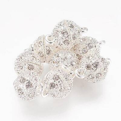 Alloy Rhinestone Magnetic Clasps with Loops