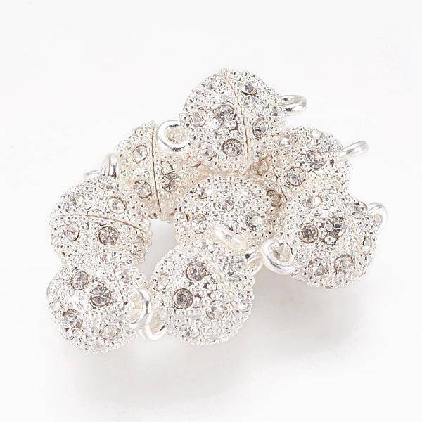 Alloy Rhinestone Magnetic Clasps with Loops