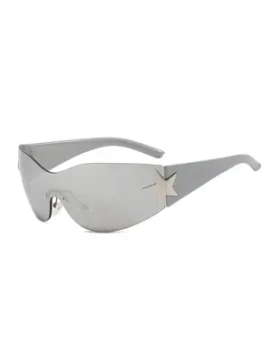 Luxury Punk Sports Sunglasses, Star Design Y2K Style Wrap Around Sunglasses, Men Goggle Shades, UV400 Fashion Eyewear