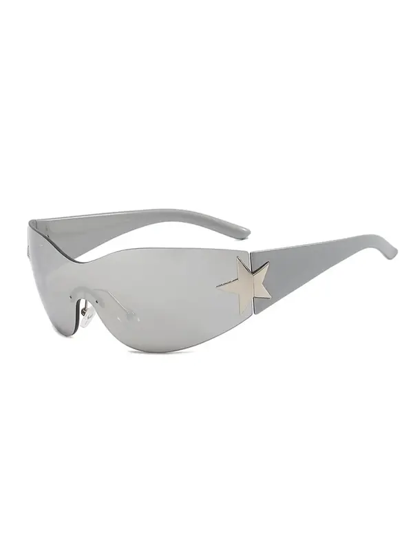 Luxury Punk Sports Sunglasses, Star Design Y2K Style Wrap Around Sunglasses, Men Goggle Shades, UV400 Fashion Eyewear