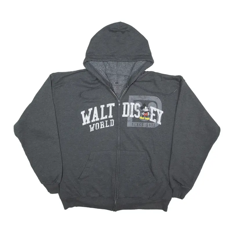 DISNEY Walt Disney World Hoodie Grey Full Zip Mens 2XL