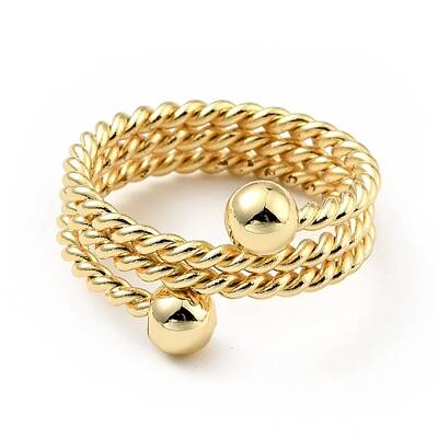 Brass Ball Triple Layer Wrap Ring for Women
