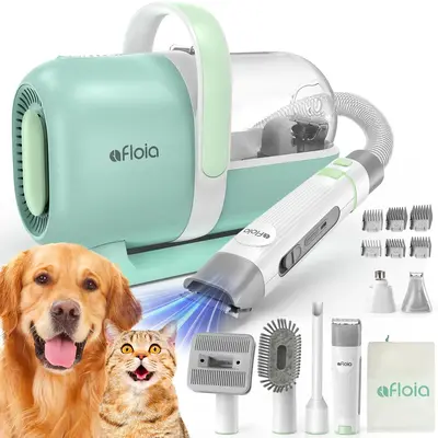 Afloia Dog Grooming Kit, Pet Grooming Vacuum & Dog Clippers, Nail Grinder Trimmer & Dog Brush for Shedding with Vacuum Groomi...