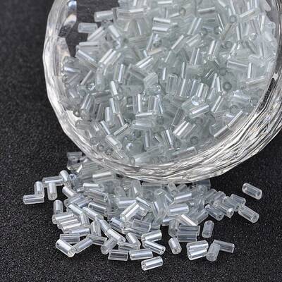 Transparent Colours Pearl Luster Plated Round Hole Glass Bugle Beads