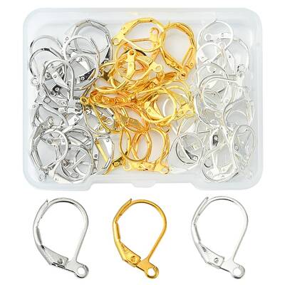 60Pcs 3 Colors Brass Leverback Earring Findings