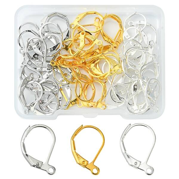 60Pcs 3 Colors Brass Leverback Earring Findings