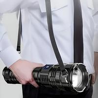 ECO-π 2-in-1 Strong Flashlight (Power Bank), Digital display of power, Rechargeable, Zoomable, Waterproof, Adjustable Bright...