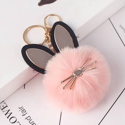 Faux Fur Cat Pendant Keychain