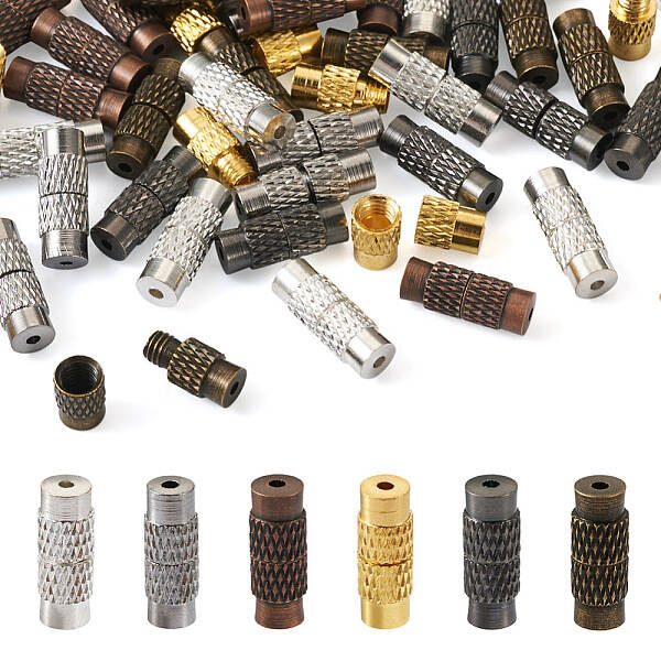 120Sets 6 Styles Column Brass Screw Clasps