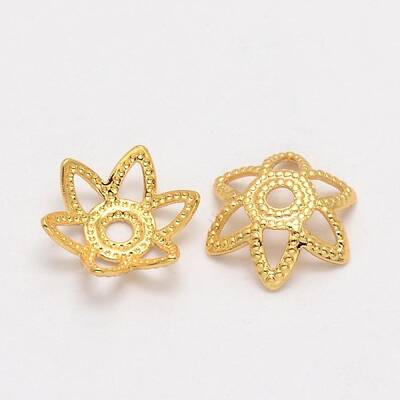 Flower Brass Fancy Bead Caps