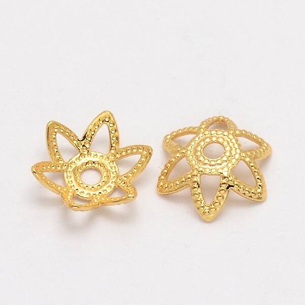 Flower Brass Fancy Bead Caps