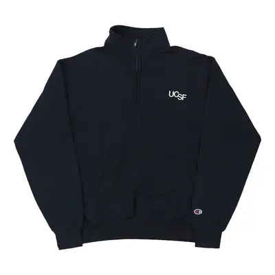 Ucsf Champion College 1/4 Zip - Large Black Cotton Blend