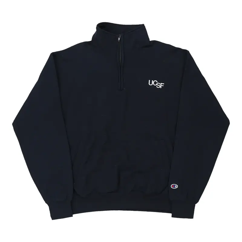 Ucsf Champion College 1/4 Zip - Large Black Cotton Blend
