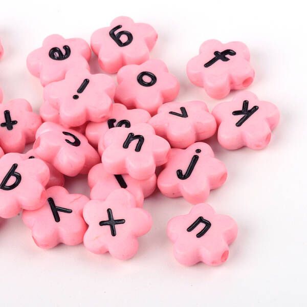 Opaque Acrylic Flower Horizontal Hole Letter Beads