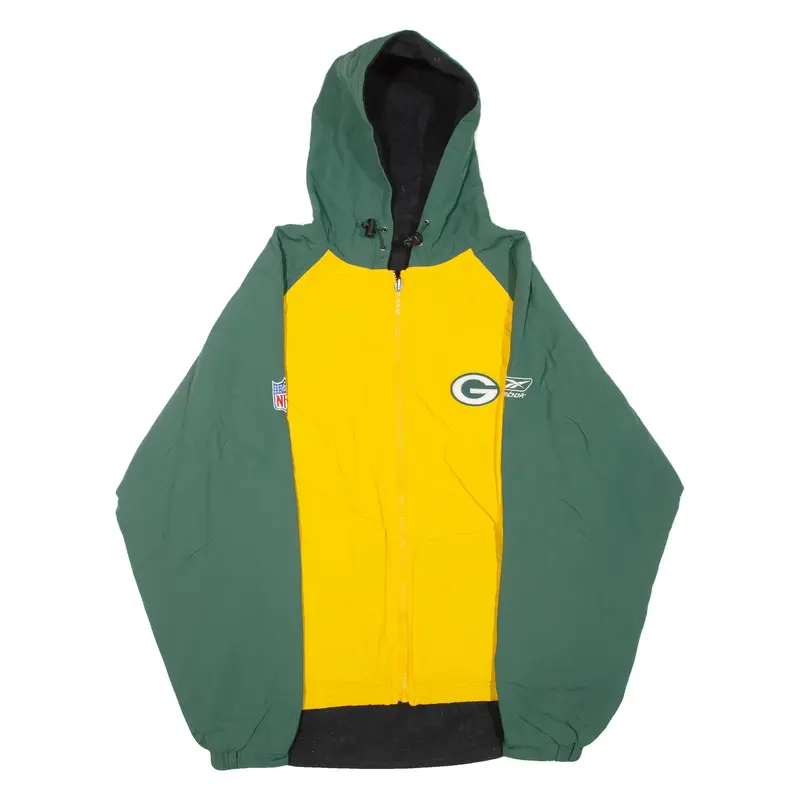 REEBOK X NFL Green Bay Packers Mens Jacket Green USA Hooded Colourblock XL