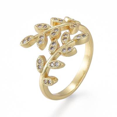 Brass Micro Pave Clear Cubic Zirconia Cuff Rings