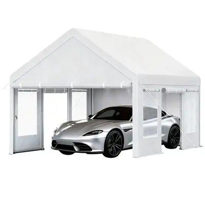 Garvee Heavy Duty Carport 13x20 FT Portable Garage with 4 Doors & 4 Windows, Reinforced Galvanized Steel Frame, Waterproof PE...